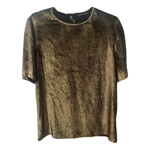 Etro Shimmering Gold Short Sleeve Top - Picture 1 of 5